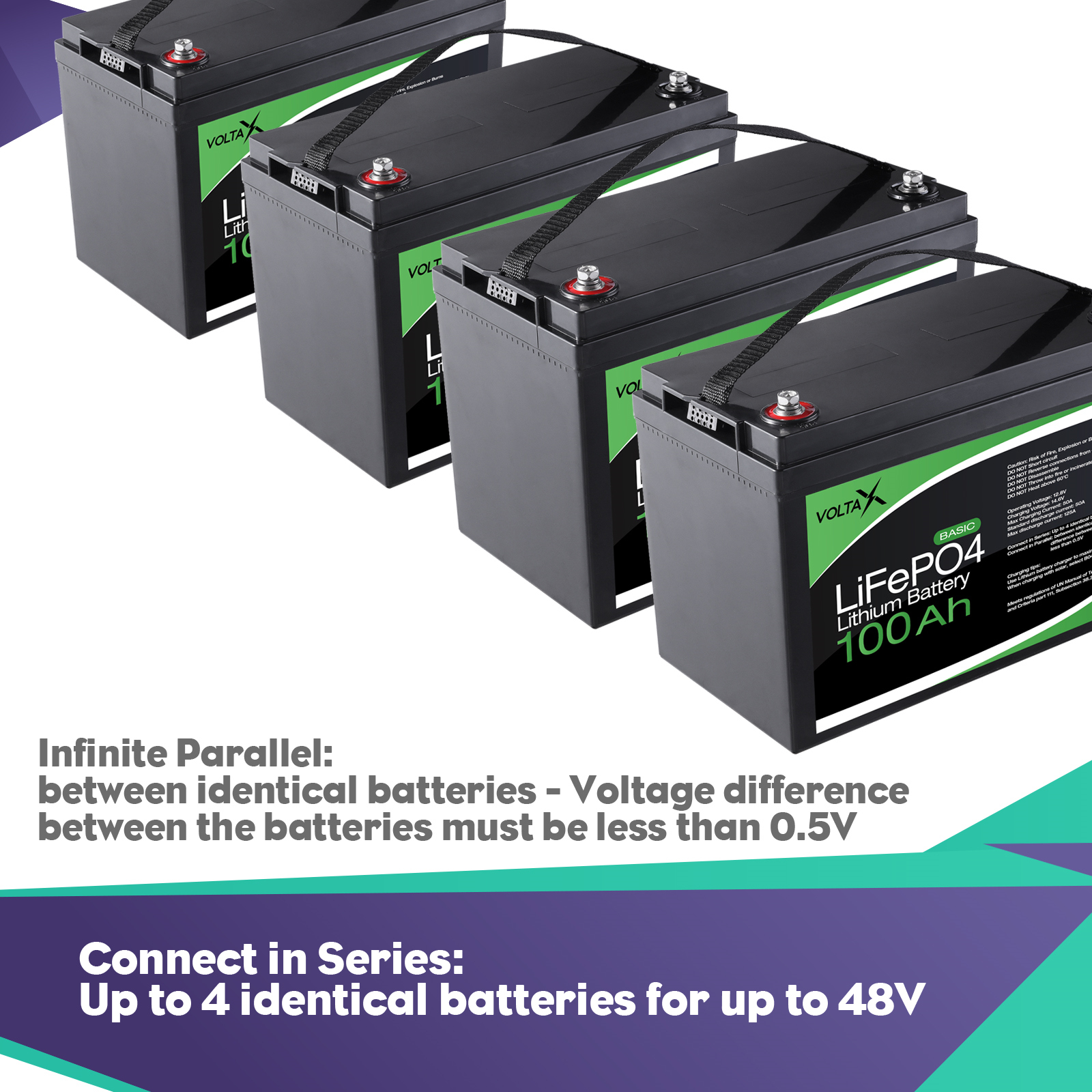 VOLTAX 12V 100Ah Lithium Iron Battery Lifepo4 Deep Cycle Rechargeble